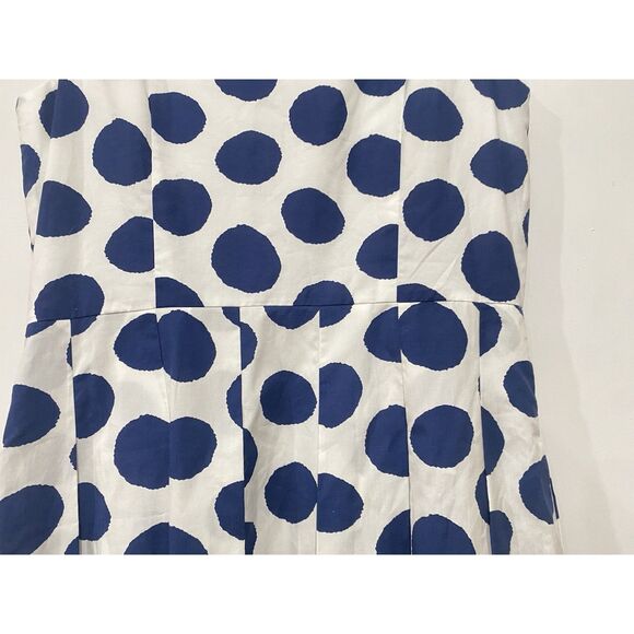 Talbots Dress Sz. 8 Polka Dot White Navy Button Pleat Fit Flare Sleeveless Belt - Picture 11 of 16